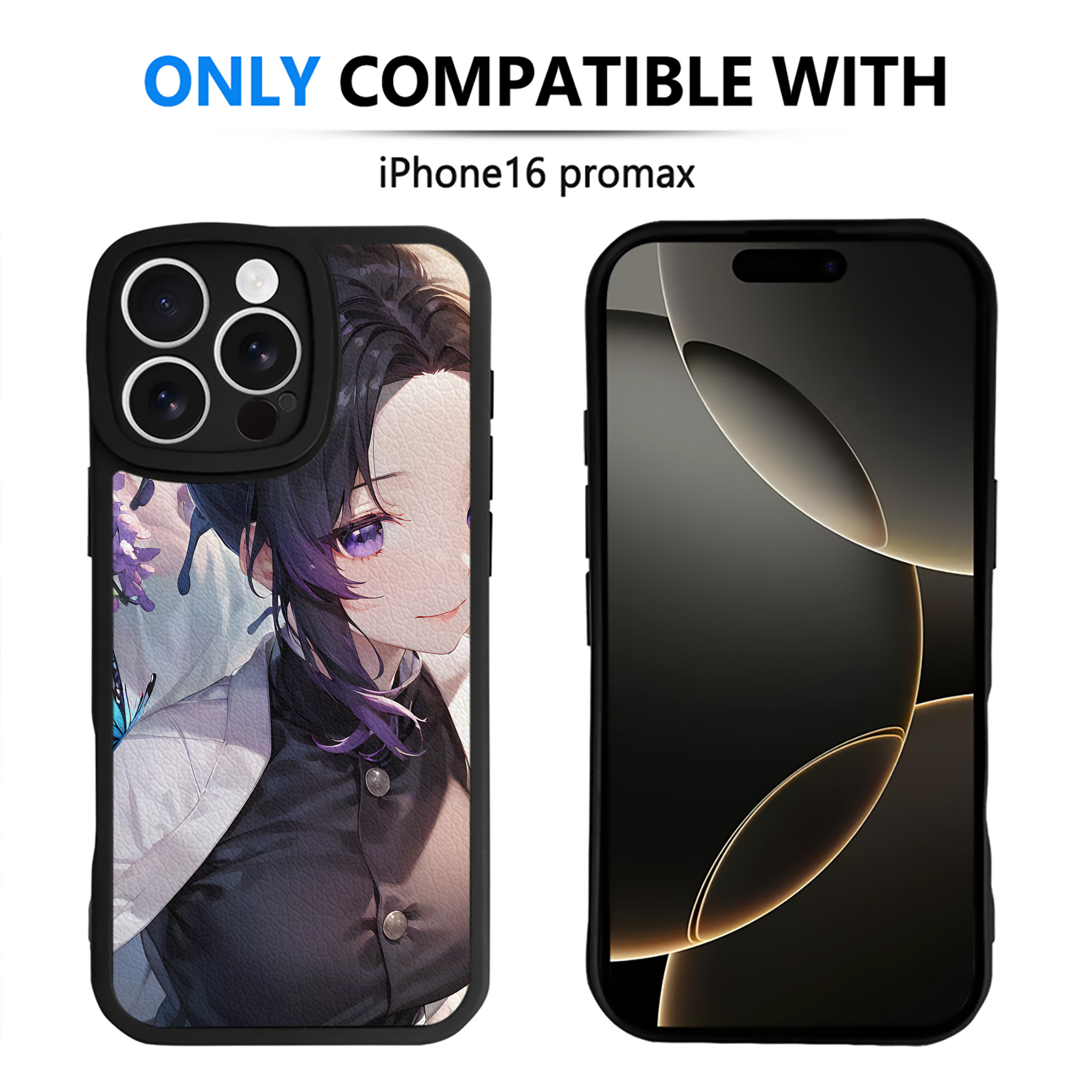 （画像用） 鬼滅の刃（きめつのやいば）蟲柱-胡蝶 しのぶ／こちょう しのぶ Kochou Shinobu 【iPhone 16シリーズ対応】シリコンスマホケース（レザー調） 材質：シリコン